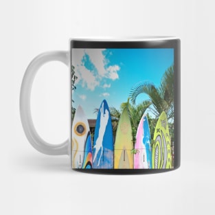 Retro Color Surfboard Fence of Paia Mug